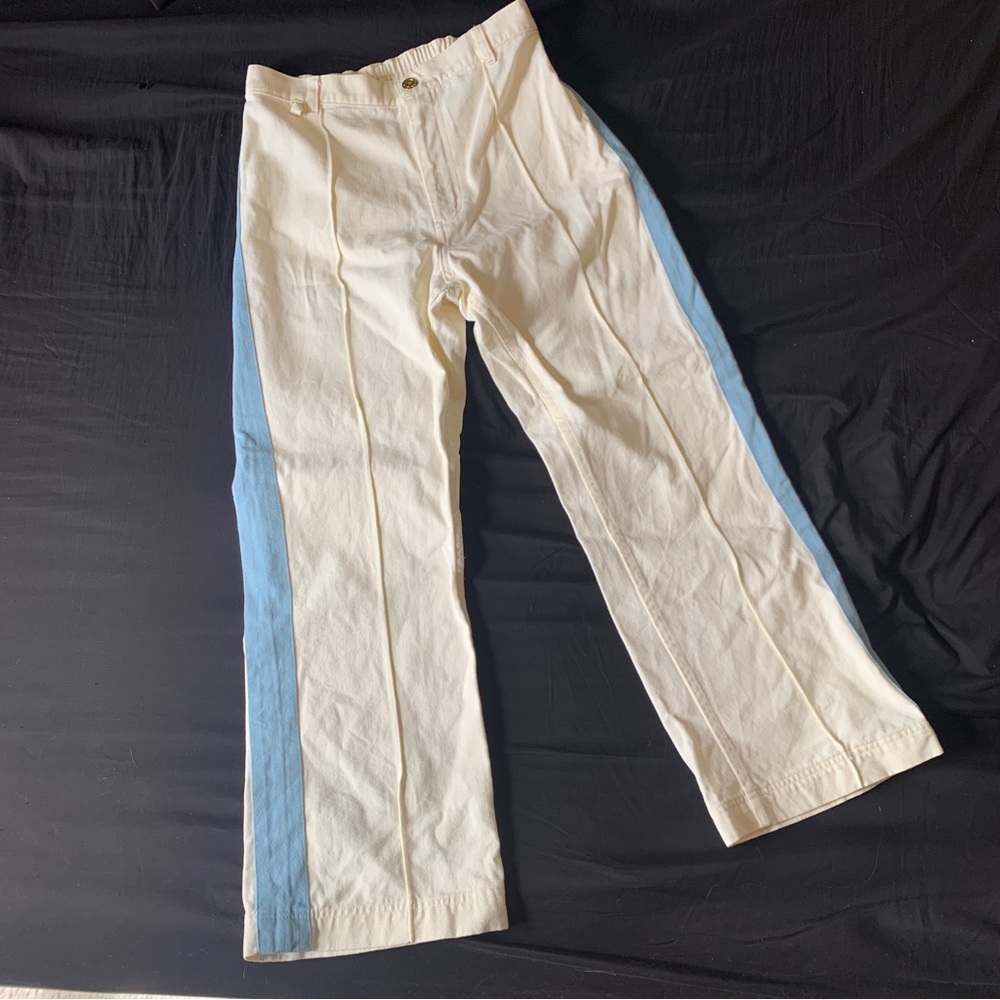 Big Bud Press Western Pants Cowboy Cowgirl White Blue High Waisted